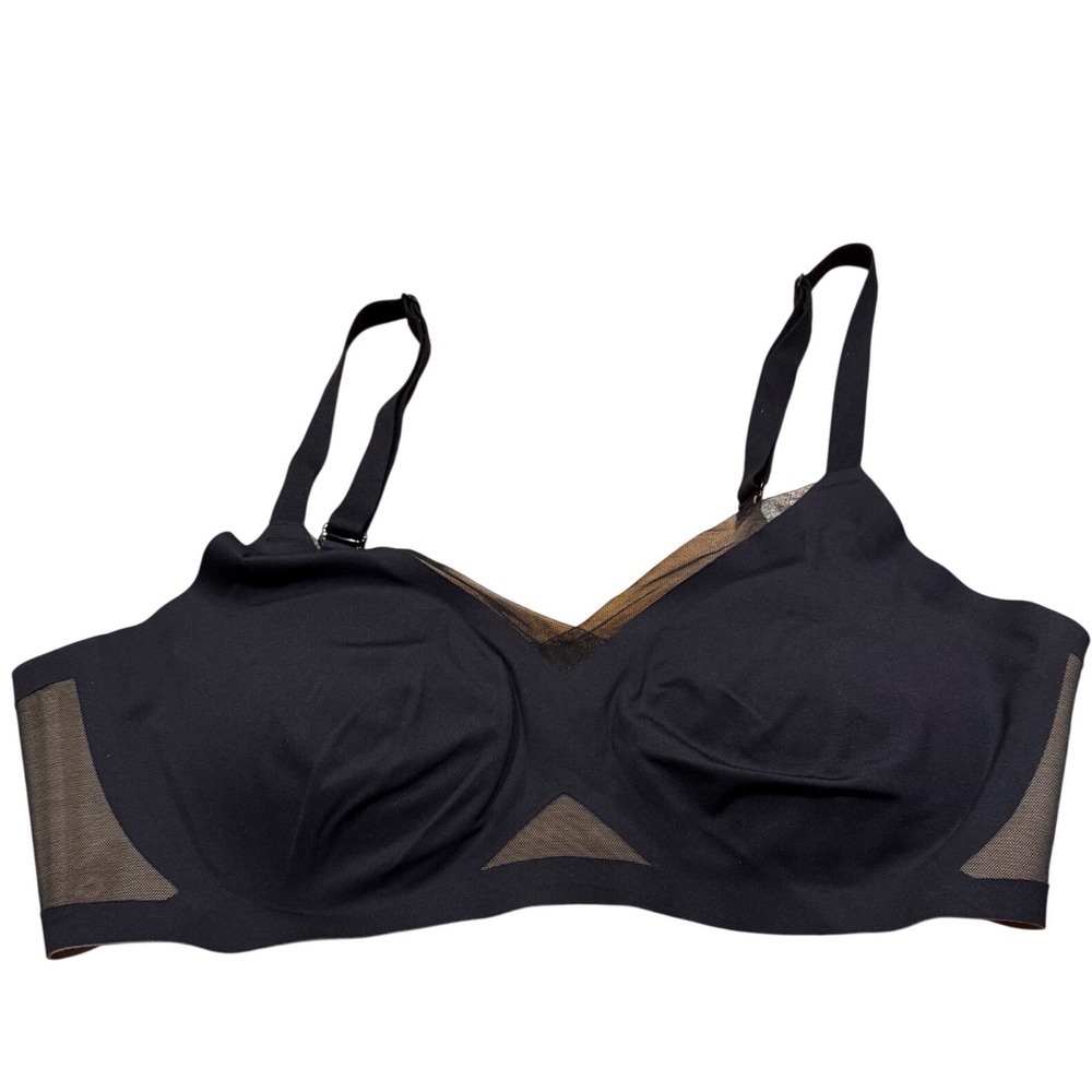 Honeylove Crossover Bra Black Wireless Mesh Support Bra Medium Adjustable